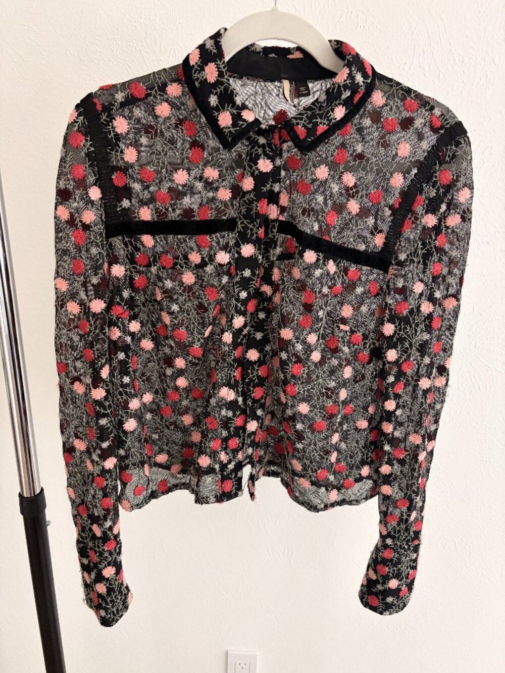 Topshop Floral Button Down Shirt